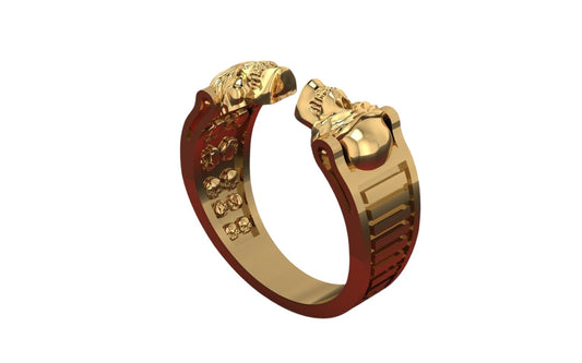 Anillo Doble Calavera de Oro Amarillo