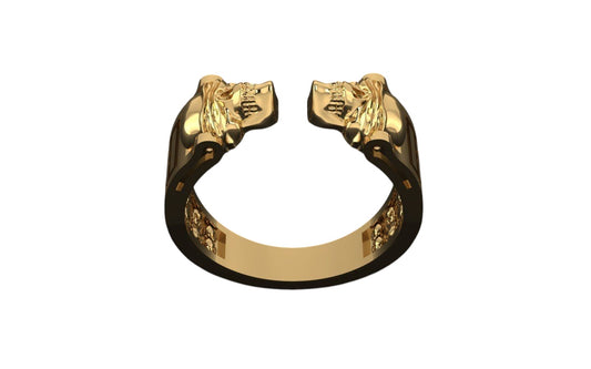 Anillo Doble Calavera de Oro Amarillo