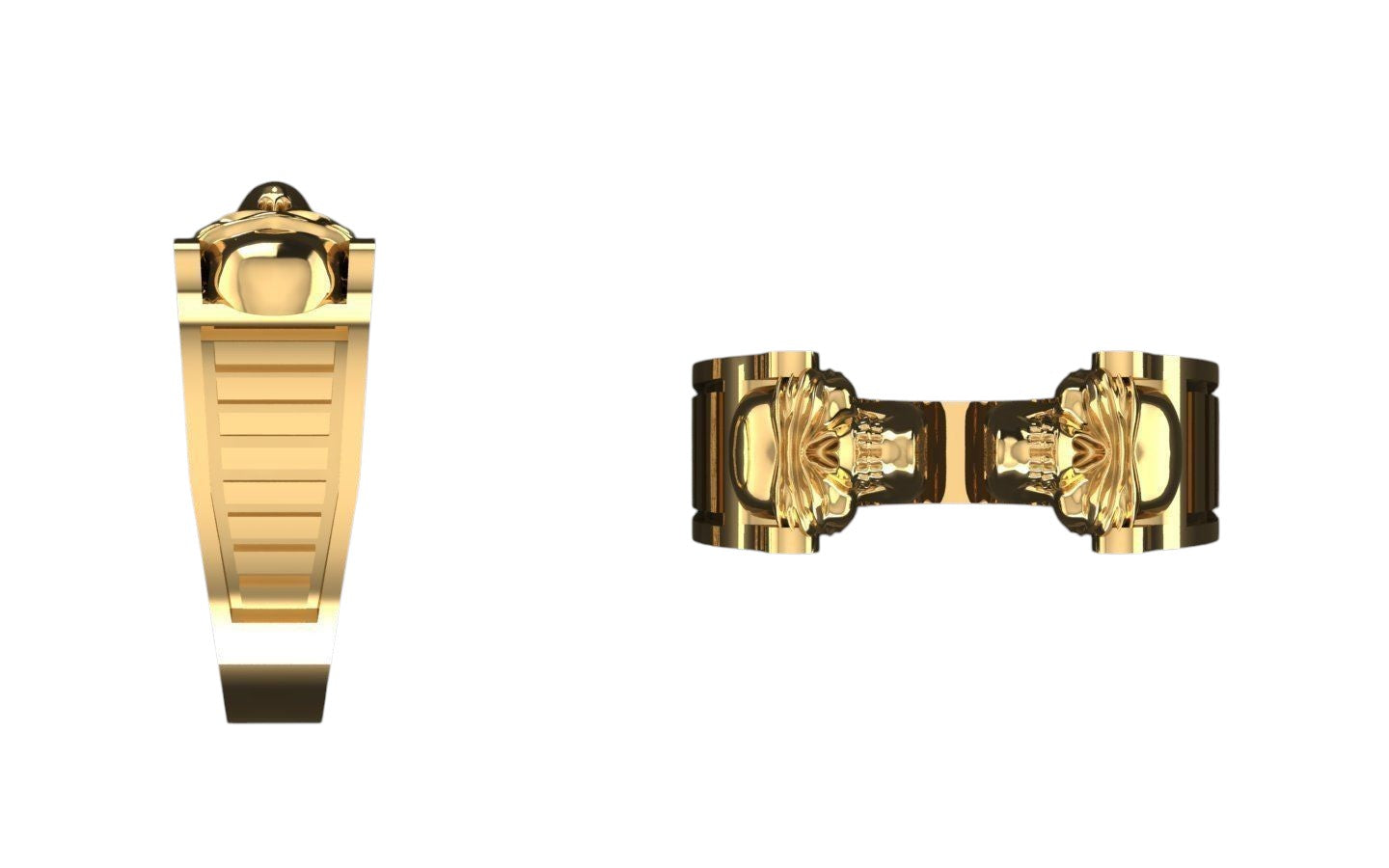 Extravagante Anillo Doble Calavera de Oro Amarillo