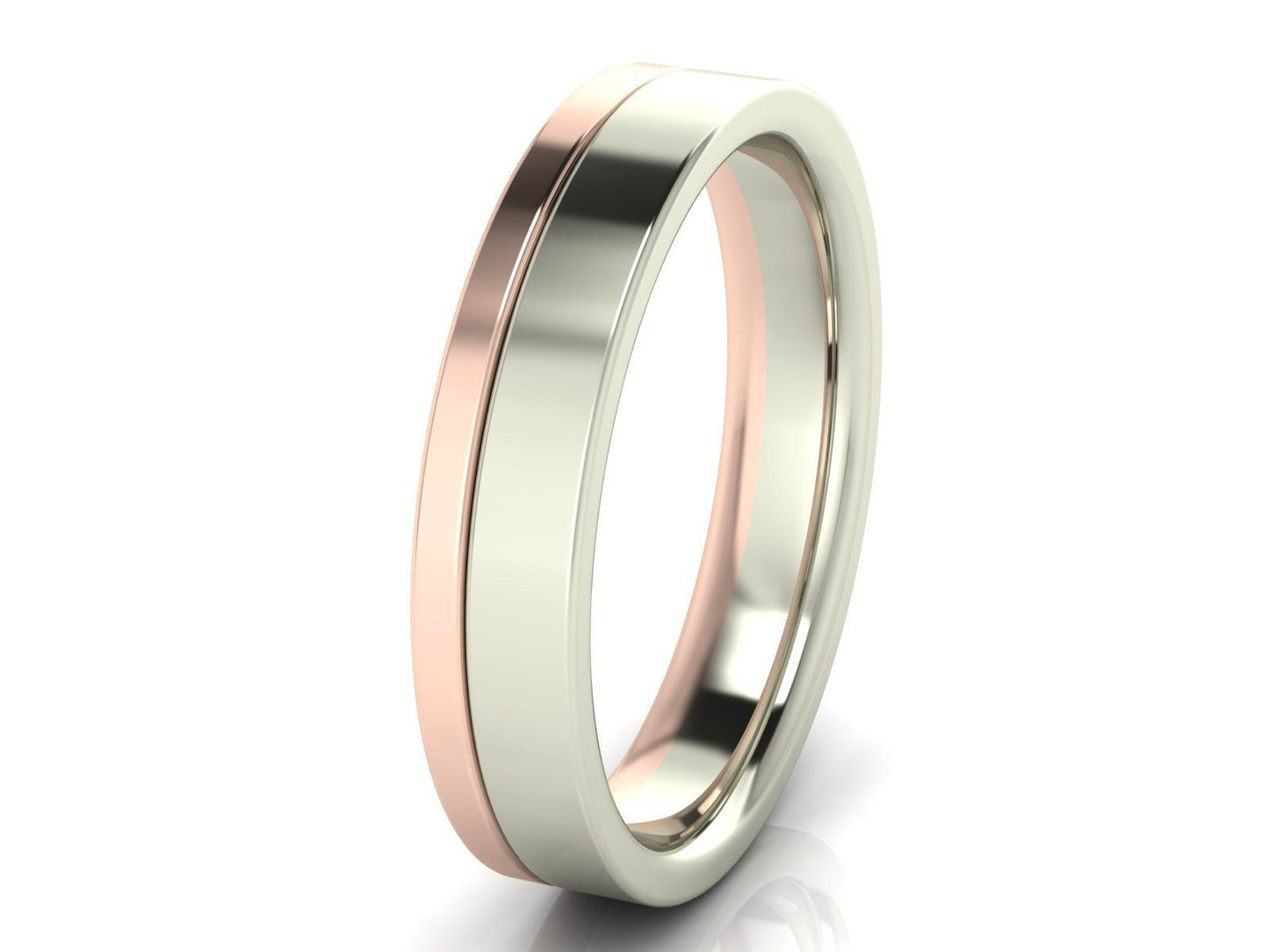Elegante Juego de Argollas de Oro Blanco con Borde de Oro Rosado 14k y Adornos de Diamante