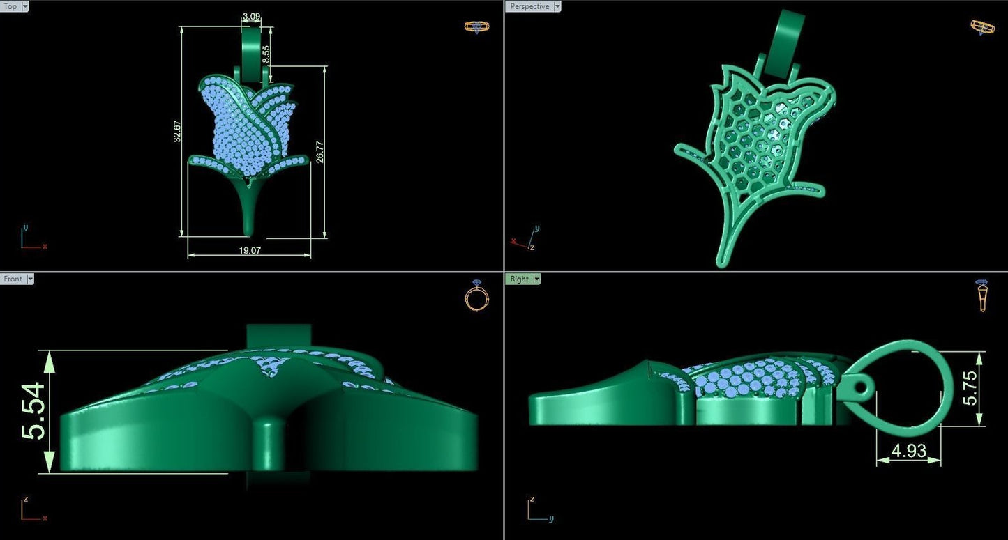 Dije de Flor con Deslumbrantes Incructaciones