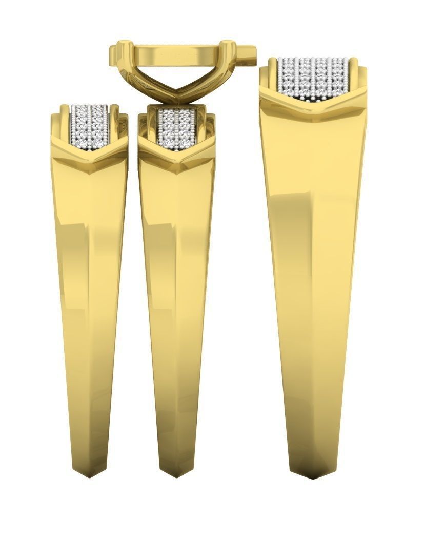 Único Trio de Argollas Matrimoniales Oro Amarillo con Solitario de Gota