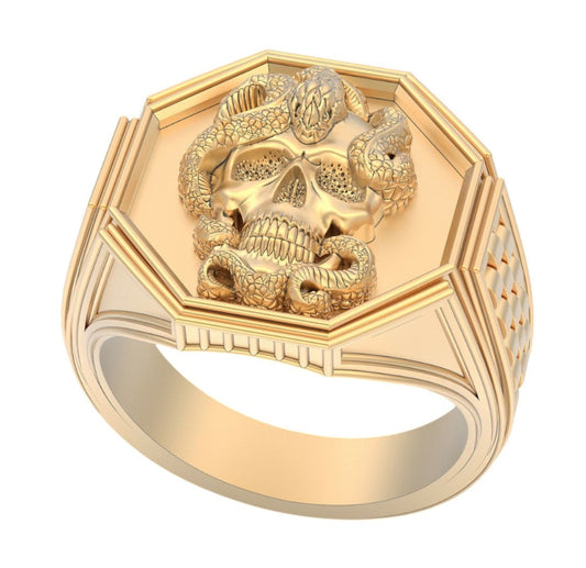 Anillo de Oro Amarillo con Forma de Calavera