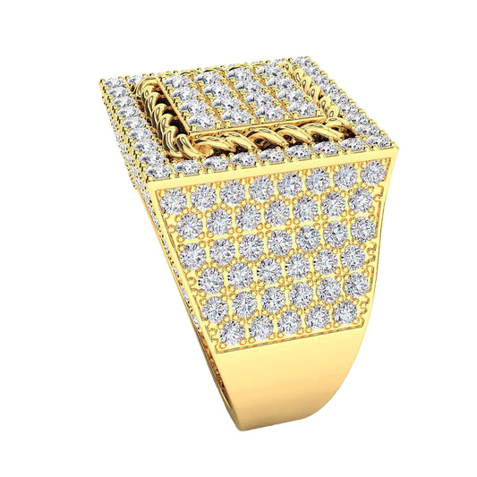 Anillo Big Fancy Man Ring de Oro Amarillo con Brillantes Incrustaciones