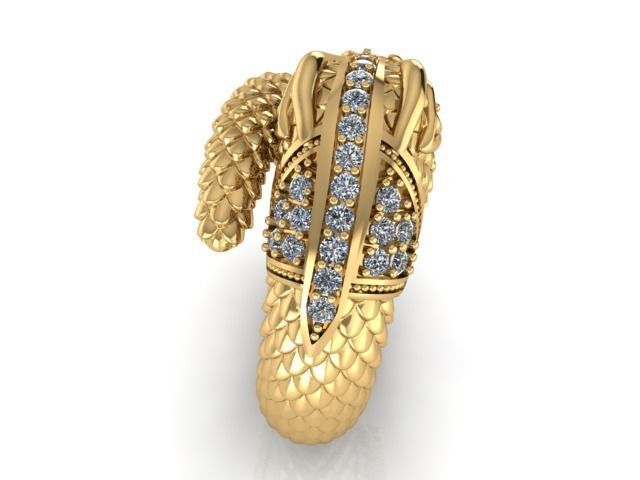 Sorprendente Anillo de Serpiente Oro Amarillo 18k con Incrustaciones