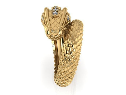 Anillo de Serpiente Oro Amarillo 18k con Incrustaciones