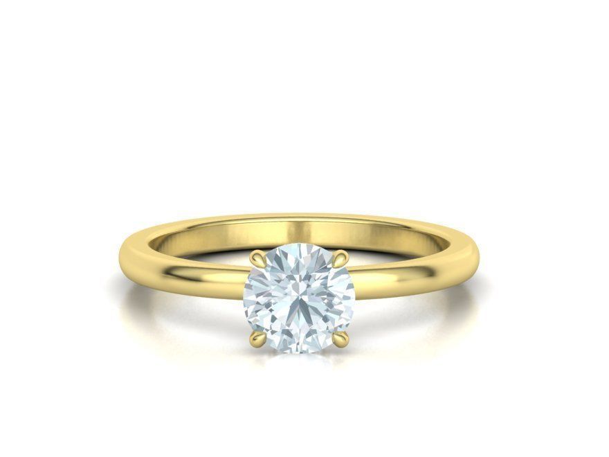 Encantador Anillo de Compromiso Solitaire "Halo Brillante" de Oro 14k
