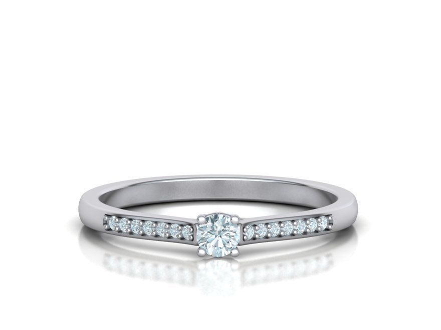 Elegante Anillo de Compromiso Solitaire Oro 14k con Incrustaciones Resplandecientes