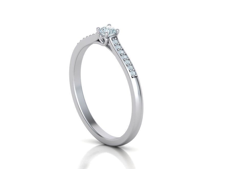 Elegante Anillo de Compromiso Solitaire Oro 14k con Incrustaciones Resplandecientes