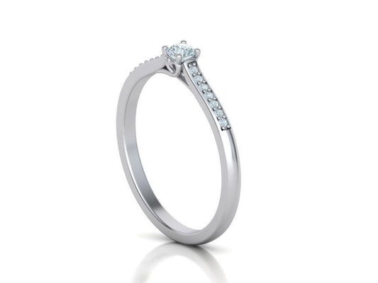 Anillo de Compromiso Solitaire Oro 14k con Incrustaciones Resplandecientes