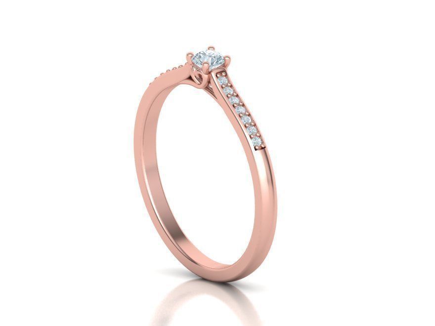 Elegante Anillo de Compromiso Solitaire Oro 14k con Incrustaciones Resplandecientes