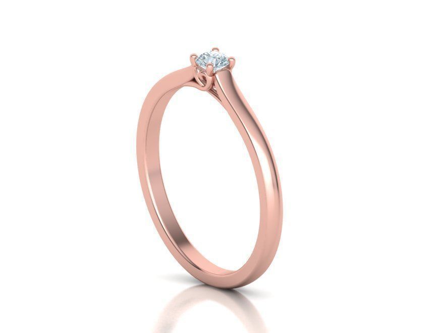 Hermoso Anillo de Compromiso Solitaire Sencillo Oro 14k con Incrustaciones Resplandecientes