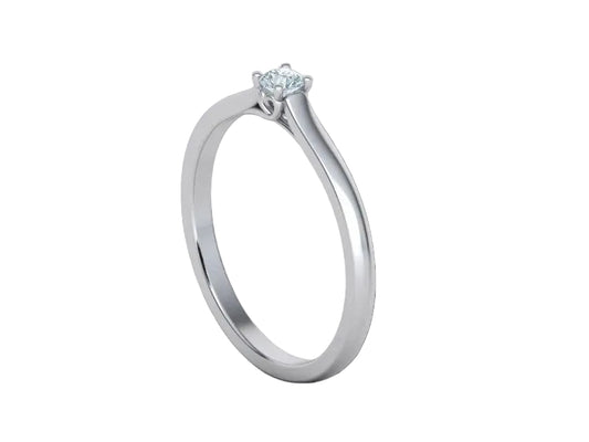 Anillo de Compromiso Solitaire Oro 14k con Diamante Redondo