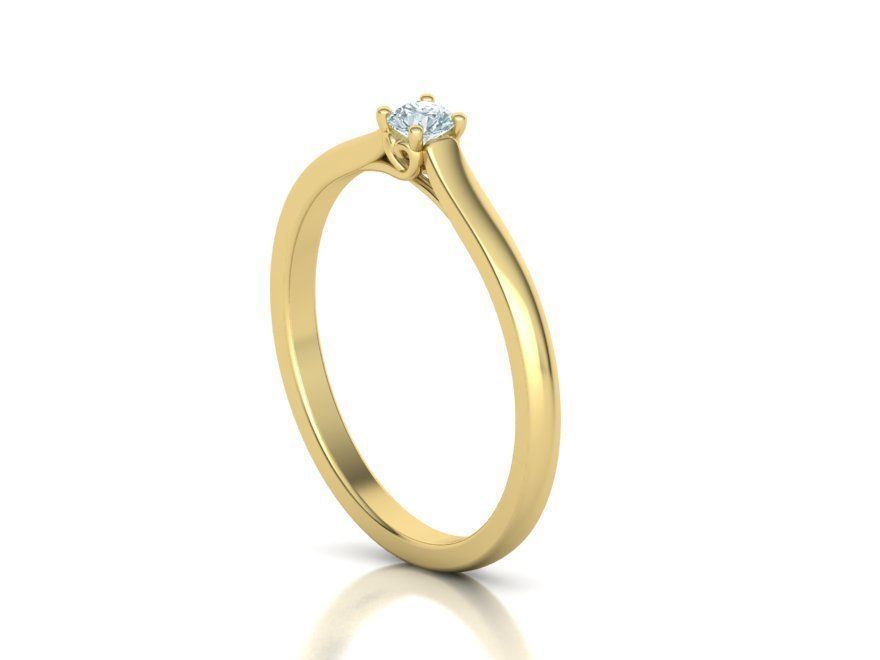 Hermoso Anillo de Compromiso Solitaire Sencillo Oro 14k con Incrustaciones Resplandecientes