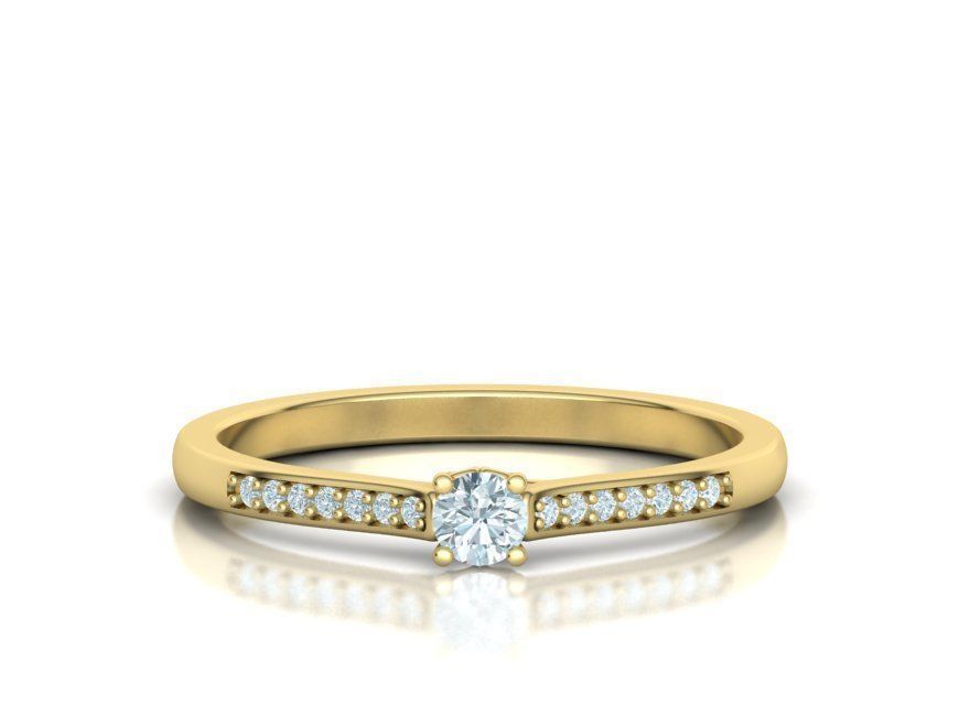 Elegante Anillo de Compromiso Solitaire Oro 14k con Incrustaciones Resplandecientes