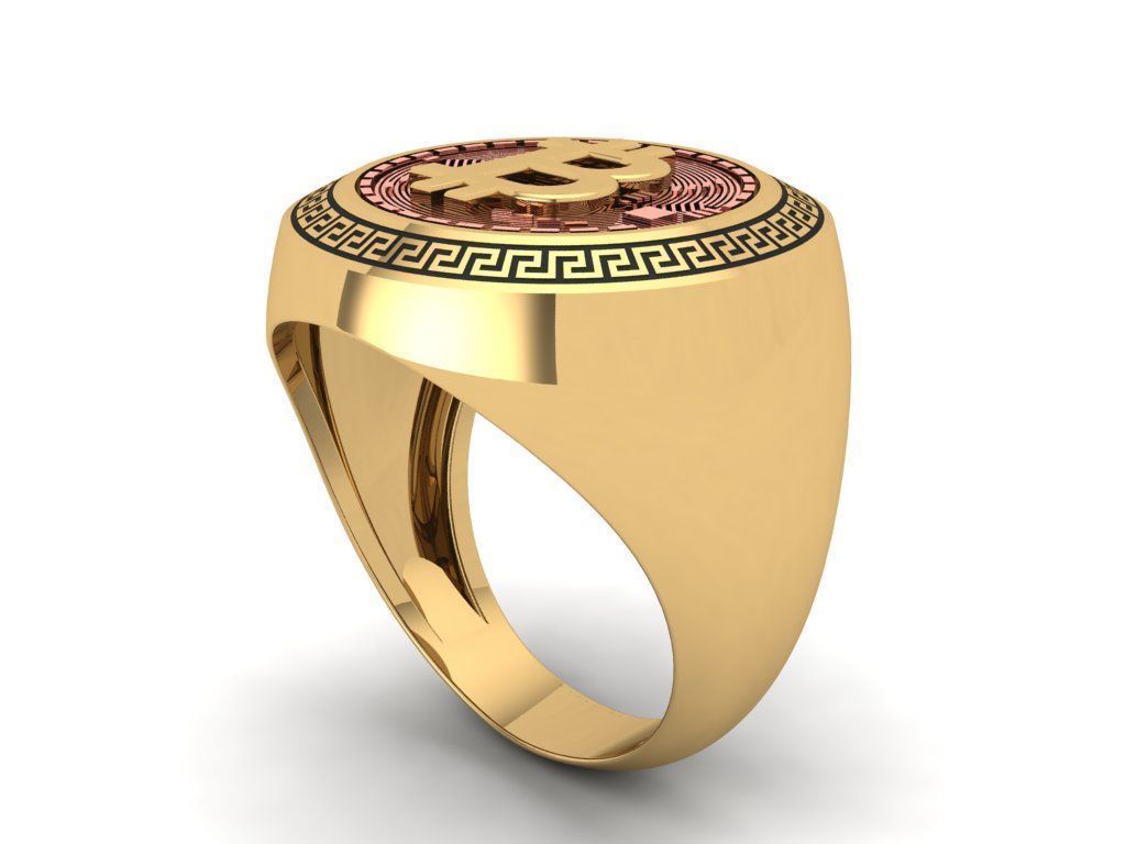 Ostentoso Anillo Criptomoneda de Oro Amarillo