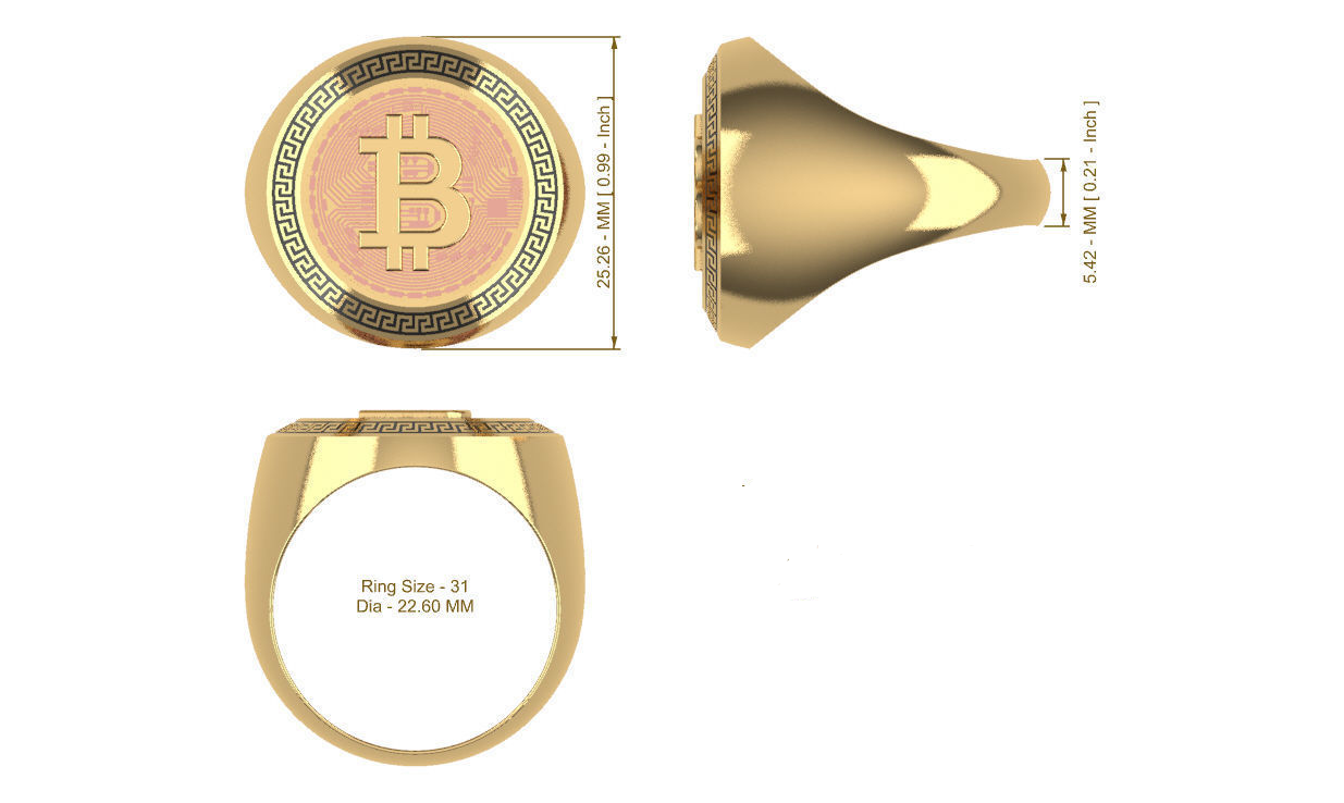 Ostentoso Anillo Criptomoneda de Oro Amarillo