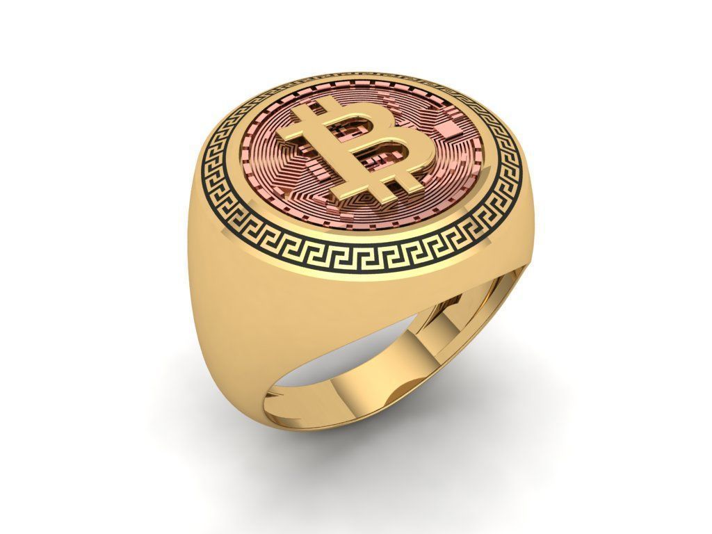 Ostentoso Anillo Criptomoneda de Oro Amarillo