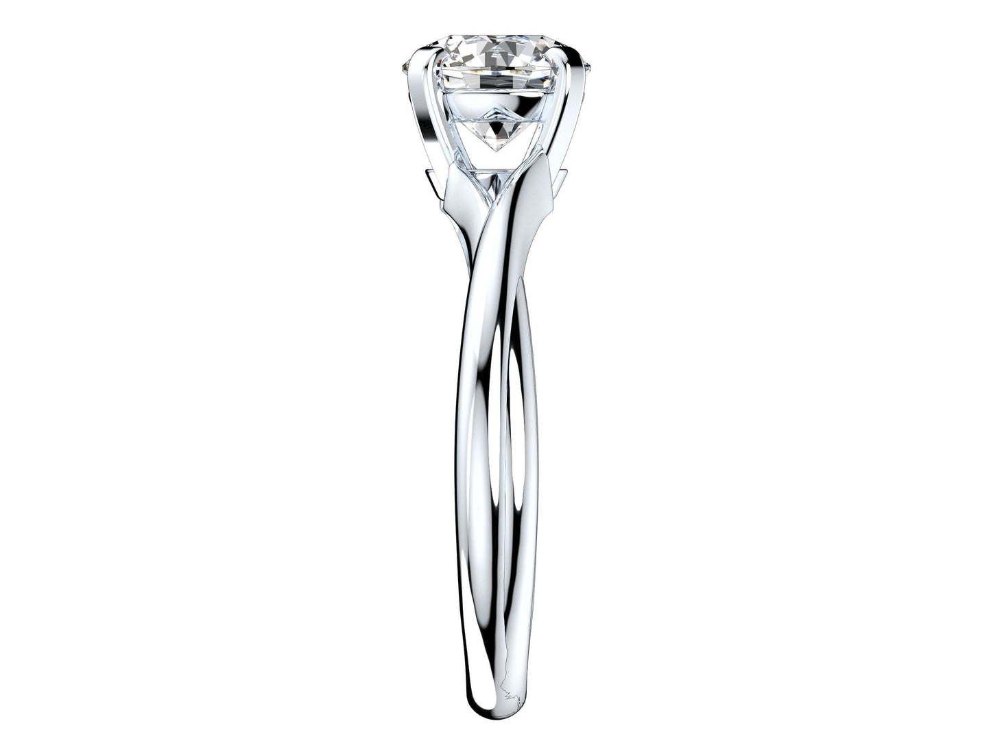 Anillo de Compromiso Solitaire Torcido de Oro Blanco