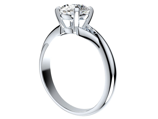 Anillo de Compromiso Solitaire Torcido de Oro Blanco