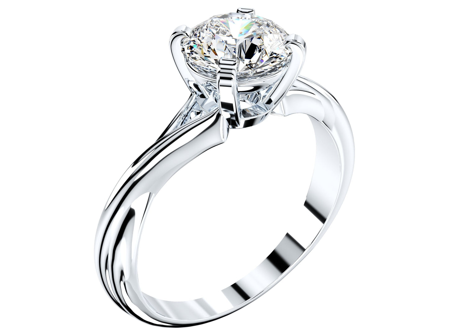 Anillo de Compromiso Solitaire Torcido de Oro Blanco