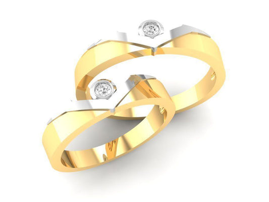 Dúo de Argollas Matrimoniales de Oro Amarillo con Diamantes