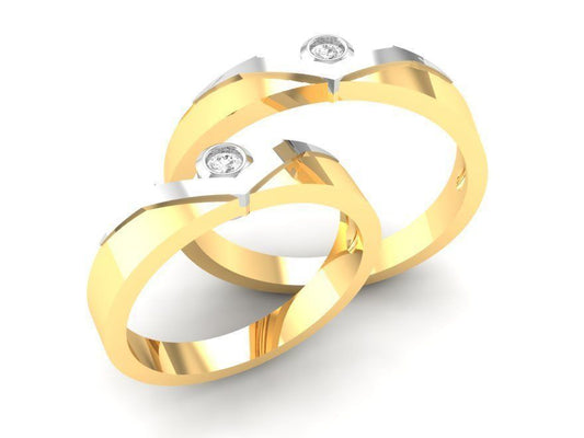 Dúo de Argollas Matrimoniales de Oro Amarillo con Diamantes