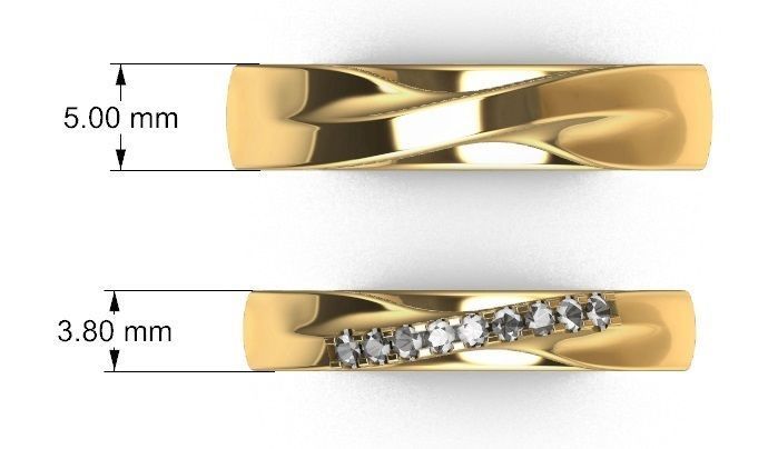 Duo de Argollas Matrimoniales con Incrustaciones