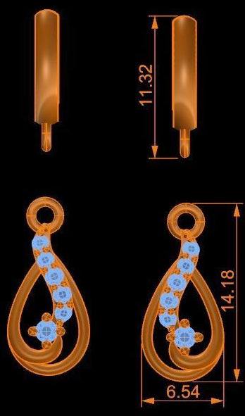 Exquisitos Aretes de Oro Rosado con Brillantes Incrustaciones