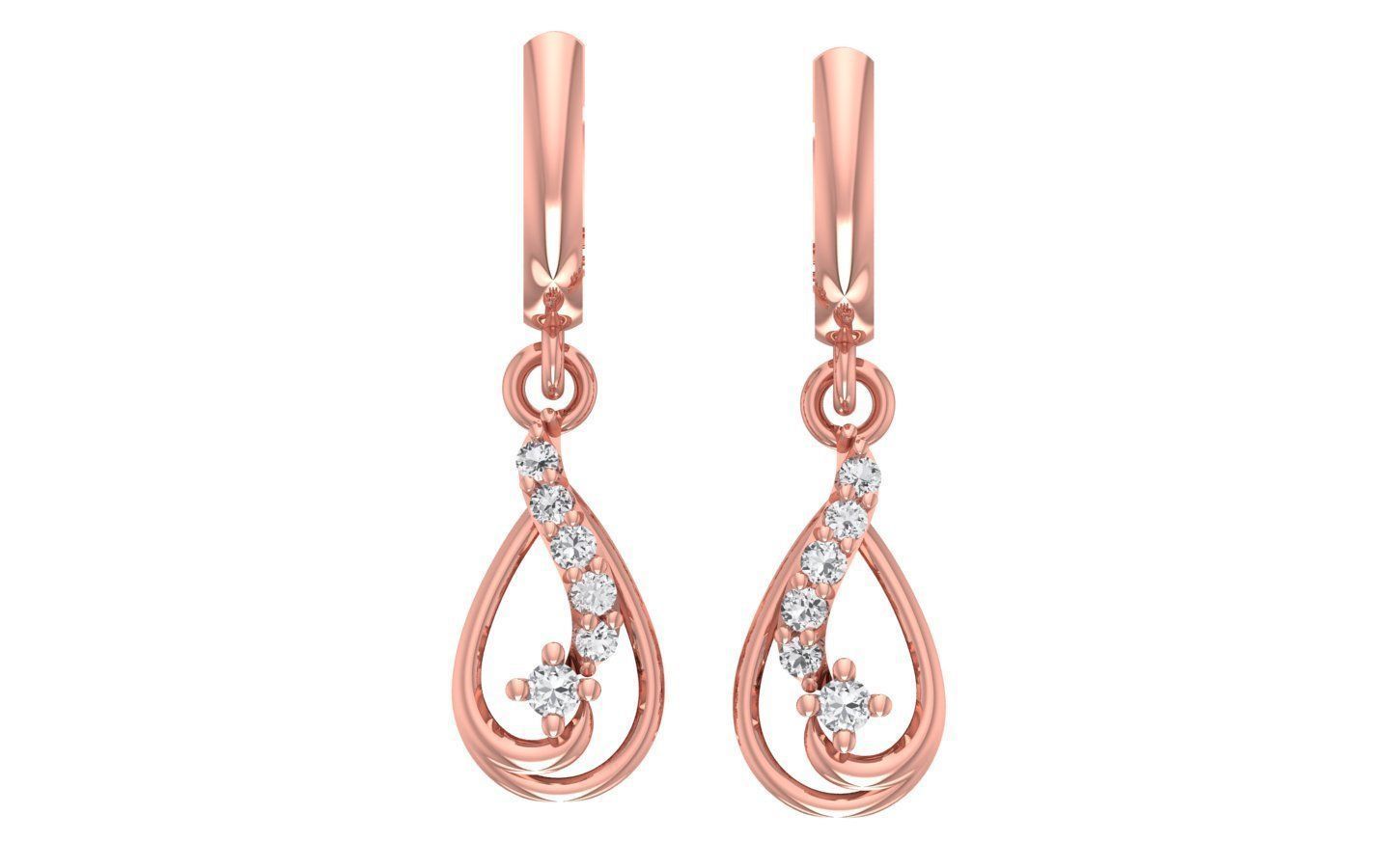 Exquisitos Aretes de Oro Rosado con Brillantes Incrustaciones
