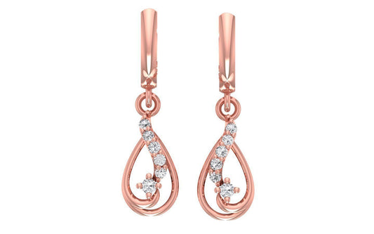 Aretes de Oro Rosado con Brillantes Incrustaciones