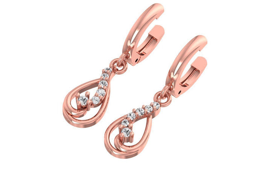 Aretes de Oro Rosado con Brillantes Incrustaciones