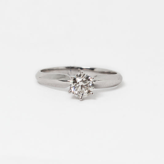 Anillo Solitario en Oro Blanco 14k Con Diamante Natural Montado a 6 Uñas
