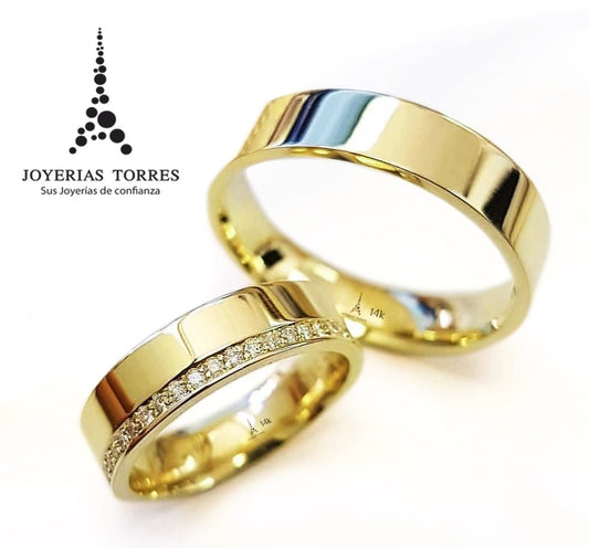 Argollas Matrimonio  Sunrise® en Oro de 14k con Diamantes Naturales 0.50Ct