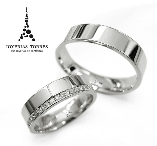 Argollas Matrimonio  Sunrise® en Oro de 14k con Diamantes Naturales 0.50Ct