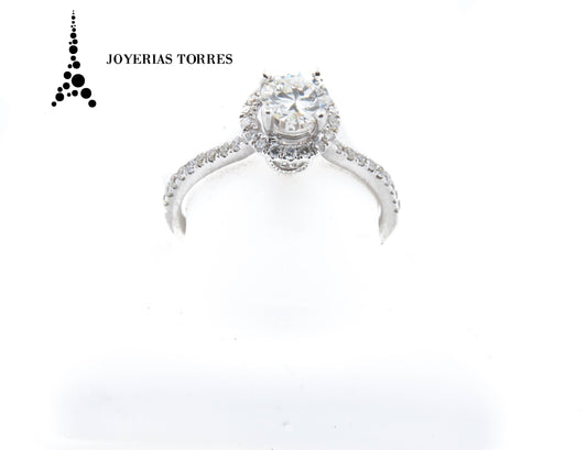 Anillo GIA con diamante en forma brillante