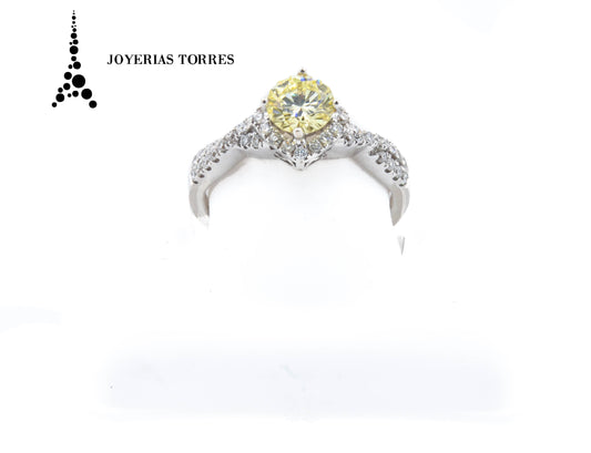 Anillo GIA con diamante en forma brillante