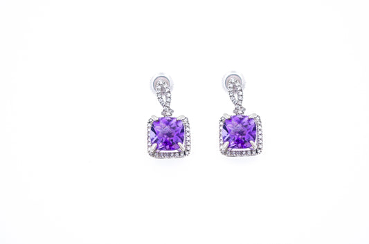 Aretes de Amatista con Incrustaciones de Diamante