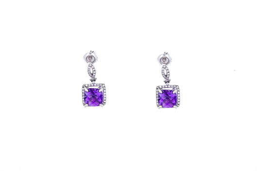 Aretes de Amatista con Incrustaciones de Diamante