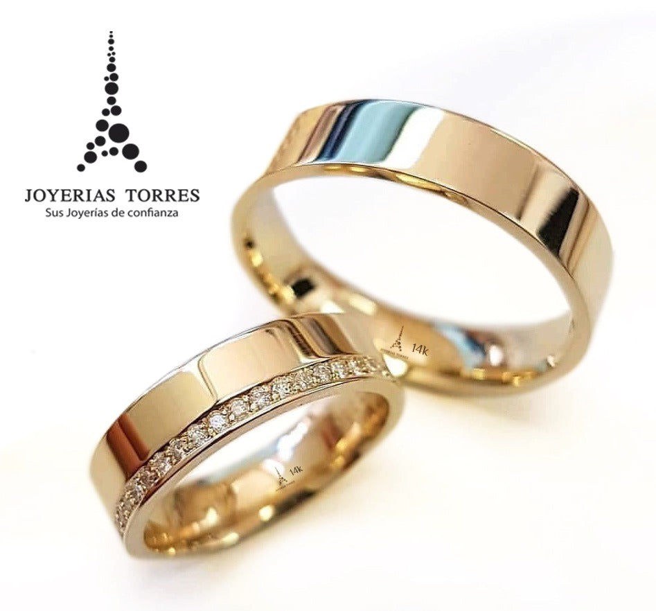 Argollas Matrimonio  Sunrise® en Oro de 14k con Diamantes Naturales 0.50Ct