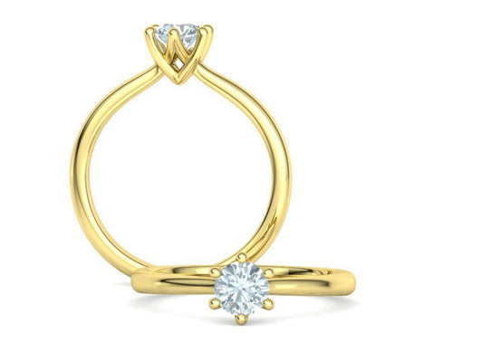 Anillo de Compromiso Oro con Brillante Diamante Central