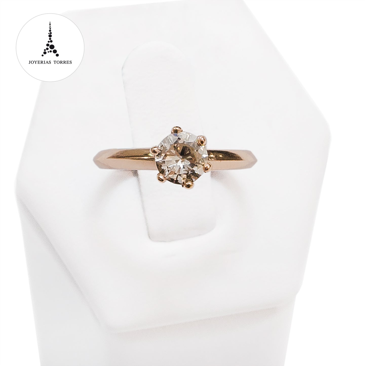 Anillo Tiffany Style Knife Edge, Oro Rosa Diamante GIA