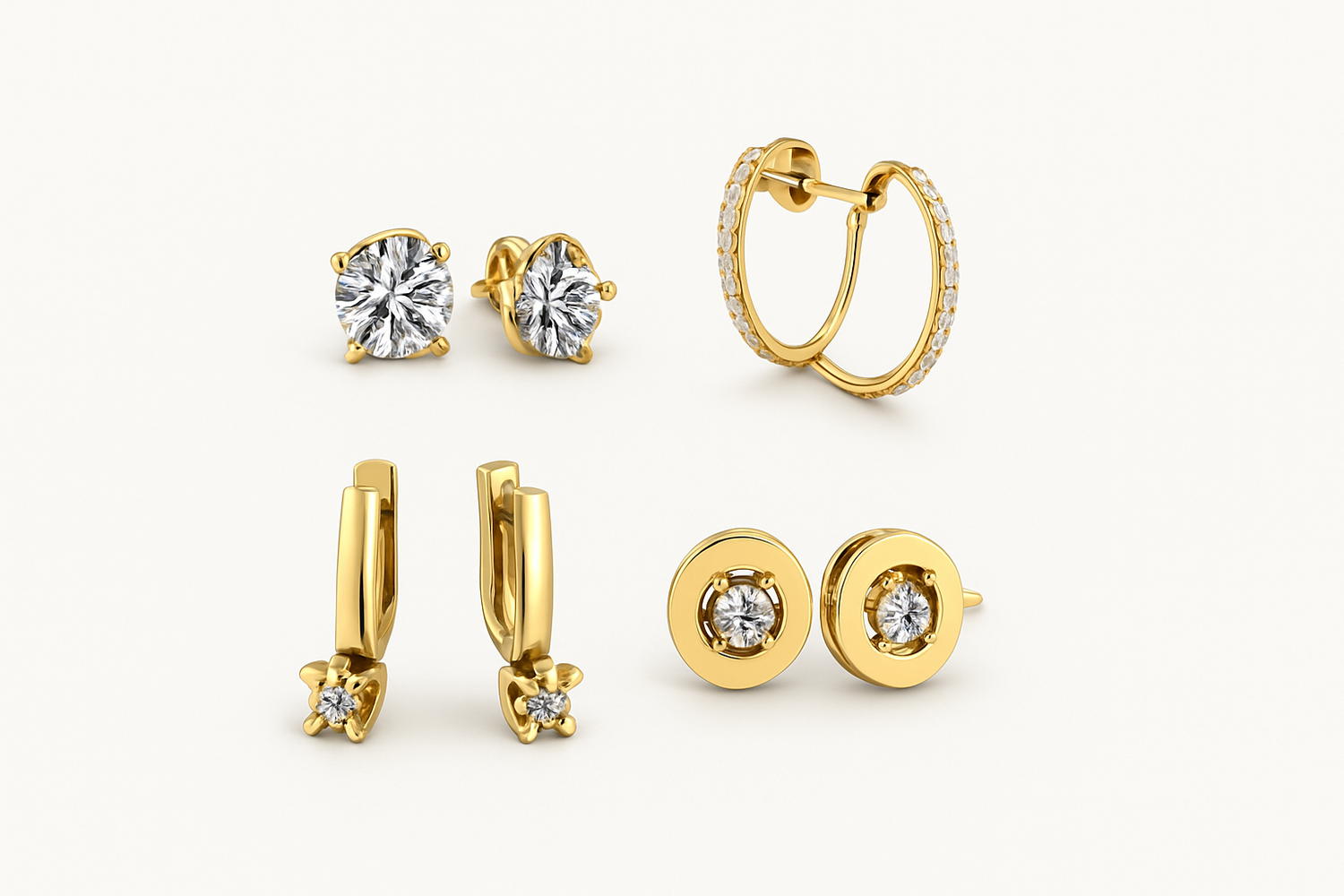 Aretes con piedra preciosa y diamantes