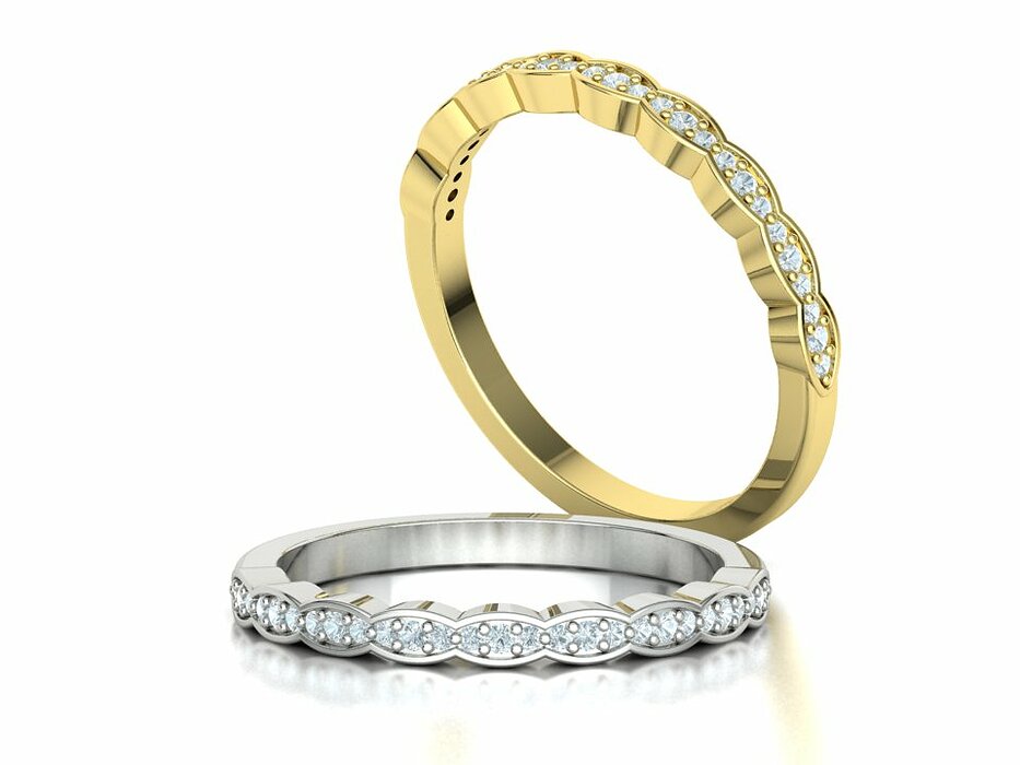 Churumbela Eternity Ring Vintage de Oro 14k con Adorno de Gemas