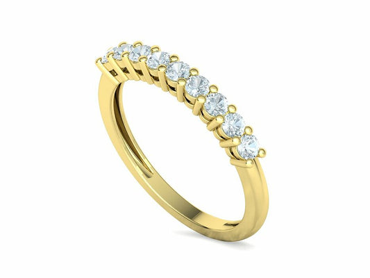 Churumbela Etirnity Ring de Oro 14k con Banda de 9 Gemas de 2.5 mm