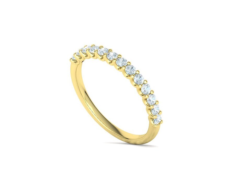 Hermosa Churumbela Eternity Ring de Oro 14k con 13 Piedras Decorativas de 2mm