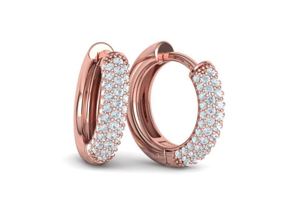 Aretes de Aros Redondos de 15 mm con Brillantes Incrustaciones