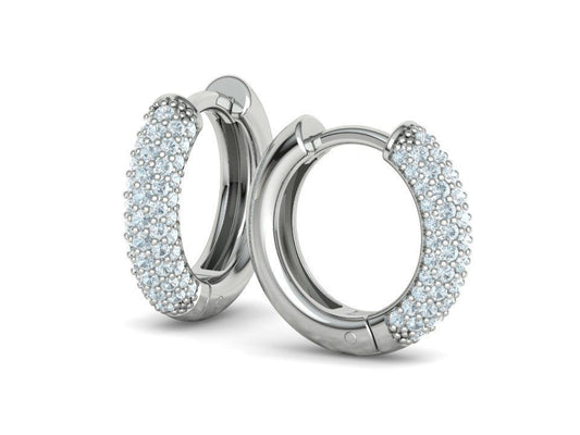 Aretes de Aros Redondos de 15 mm con Brillantes Incrustaciones