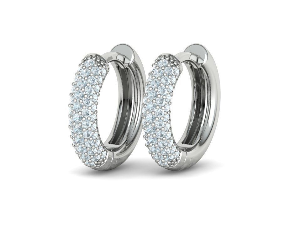 Aretes de Aros Redondos de 15 mm con Brillantes Incrustaciones