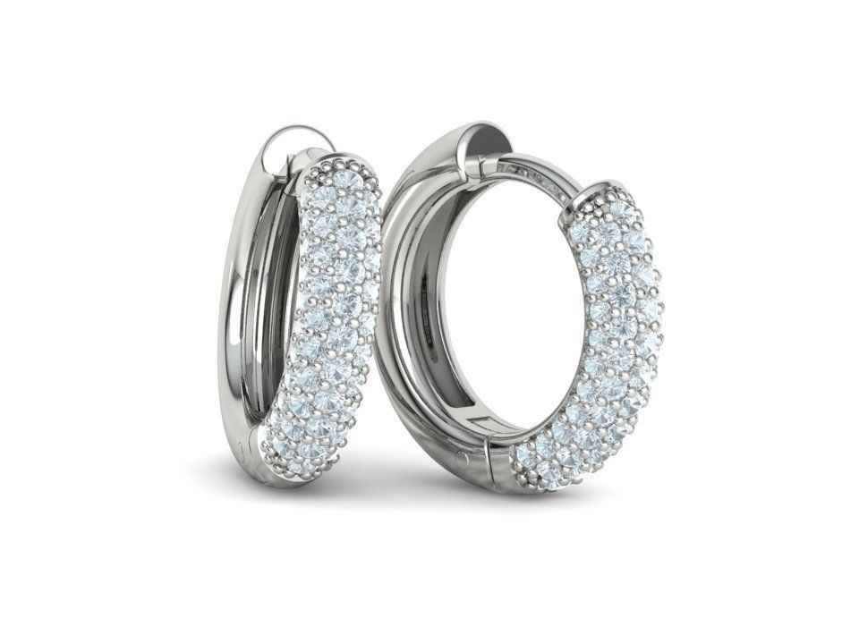 Aretes de Aros Redondos de 15 mm con Brillantes Incrustaciones